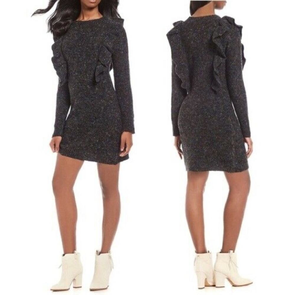 NEW Chelsea & Violet Ruffle‎ Sweater Dress Gray